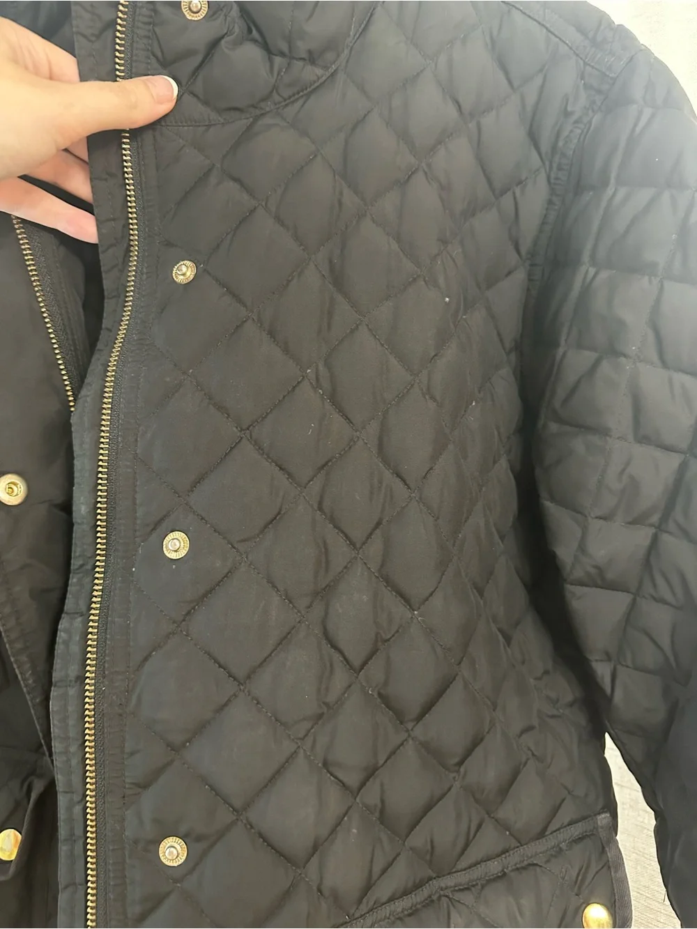 J. Crew Black Quilted Lightweight Jacket with Snap Pockets